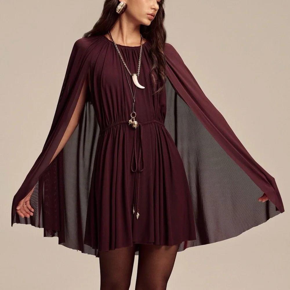 Commense Long Sleeve Burgundy Dress - Picture 3 of 5
